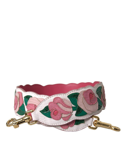 Dolce & Gabbana White Floral Leather Accessory Shoulder Strap