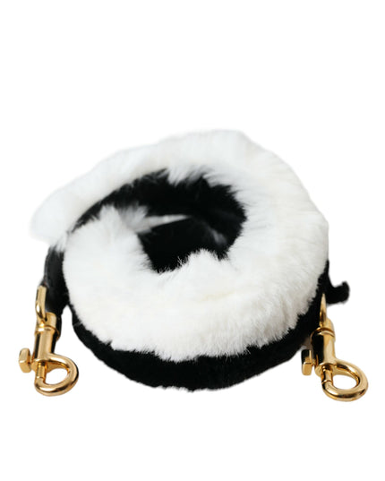 Dolce & Gabbana Black White Lapin Fur Accessory Shoulder Strap