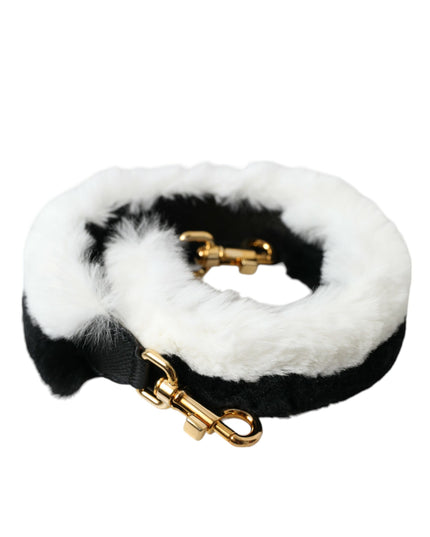 Dolce & Gabbana Black White Lapin Fur Accessory Shoulder Strap