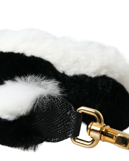Dolce & Gabbana Black White Lapin Fur Accessory Shoulder Strap