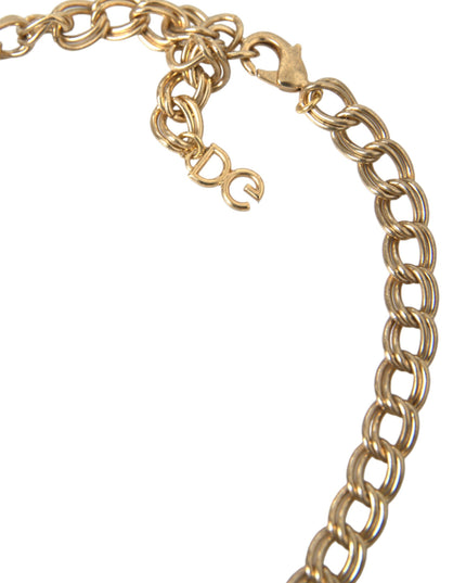 Dolce & Gabbana Gold Chain Rose Cross Strawberry Star Pendant Necklace