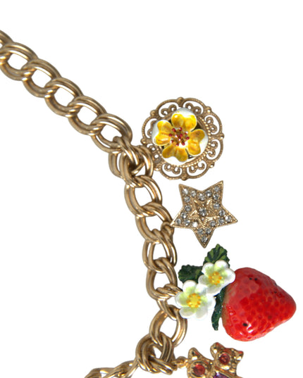 Dolce & Gabbana Gold Chain Rose Cross Strawberry Star Pendant Necklace