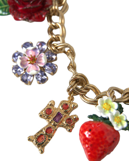 Dolce & Gabbana Gold Chain Rose Cross Strawberry Star Pendant Necklace