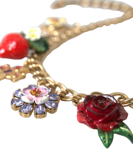 Dolce & Gabbana Gold Chain Rose Cross Strawberry Star Pendant Necklace