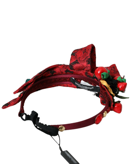 Dolce & Gabbana Red Cherry Sicily Embellished Women Hairband Diadem