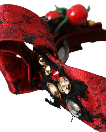 Dolce & Gabbana Red Cherry Sicily Embellished Women Hairband Diadem
