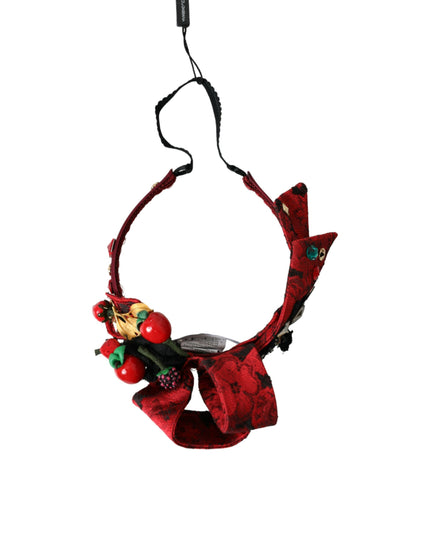 Dolce & Gabbana Red Cherry Sicily Embellished Women Hairband Diadem