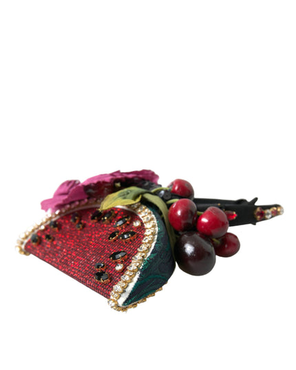 Dolce & Gabbana Red Watermelon Cherry Crystal Hairband Statement Diadem
