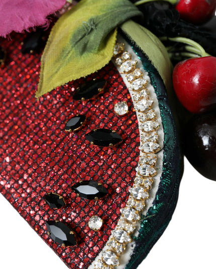 Dolce & Gabbana Red Watermelon Cherry Crystal Hairband Statement Diadem