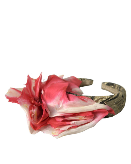 Dolce & Gabbana Multicolor Floral Applique Silk Women Headband Diadem