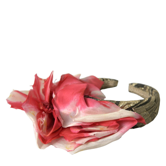 Dolce & Gabbana Multicolor Floral Applique Silk Women Headband Diadem