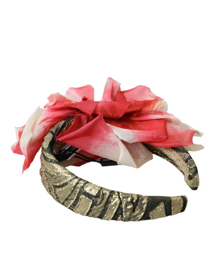 Dolce & Gabbana Multicolor Floral Applique Silk Women Headband Diadem