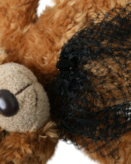 Dolce & Gabbana Brown Teddy Bear Gold Crystal Crown Hair Band Diadem