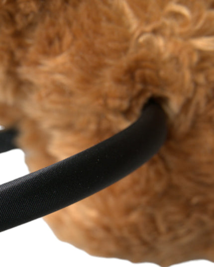 Dolce & Gabbana Brown Teddy Bear Gold Crystal Crown Hair Band Diadem