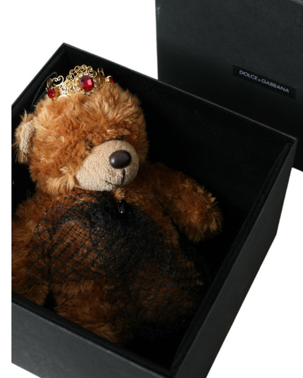 Dolce & Gabbana Brown Teddy Bear Gold Crystal Crown Hair Band Diadem