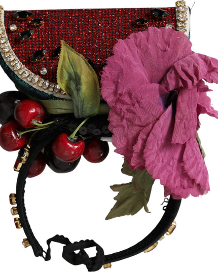Dolce & Gabbana Red Watermelon Cherry Crystal Hairband Statement Diadem