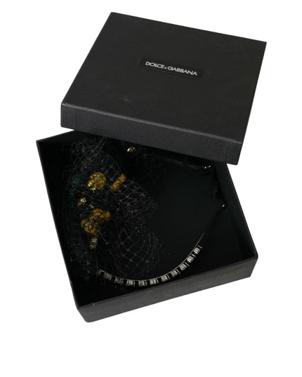 Dolce & Gabbana Black Lemons Sicily Purple Crystal Net Headband Diadem