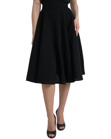 Dolce & Gabbana Black High Waist A-line Knee Length Skirt