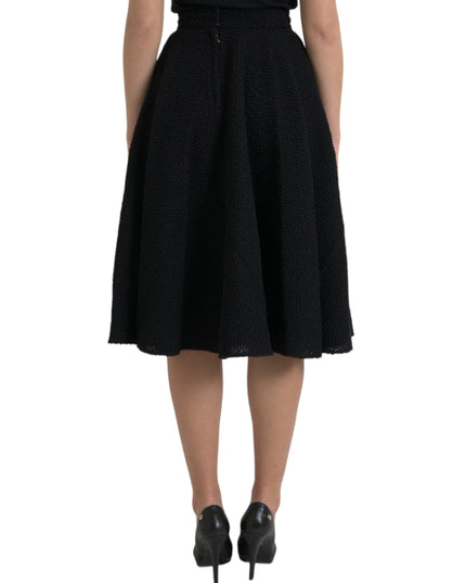 Dolce & Gabbana Black High Waist A-line Knee Length Skirt