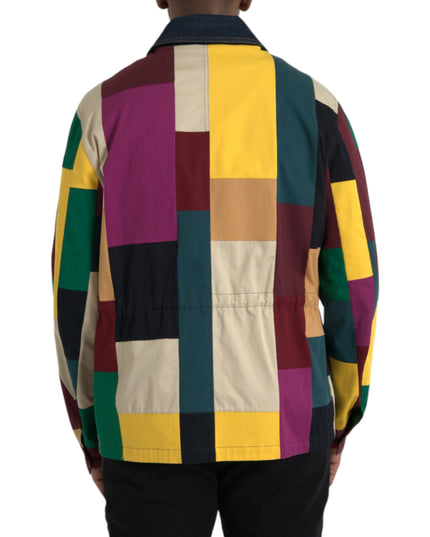 Dolce & Gabbana Multicolor Patchwork Cotton Collared Jacket