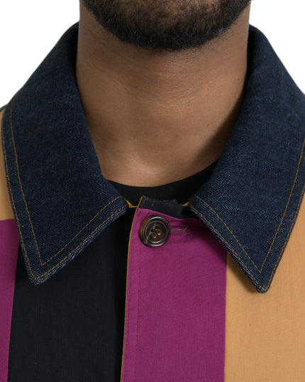 Dolce & Gabbana Multicolor Patchwork Cotton Collared Jacket