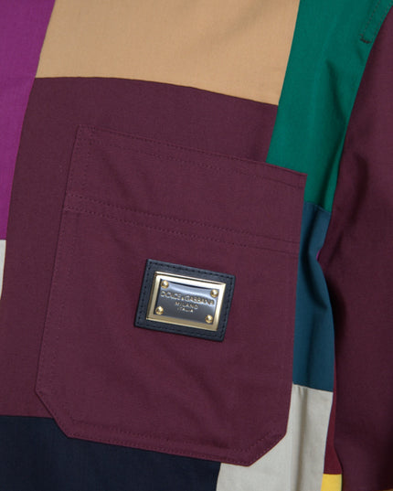 Dolce & Gabbana Multicolor Patchwork Cotton Collared Jacket