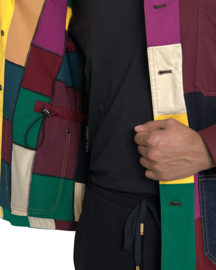 Dolce & Gabbana Multicolor Patchwork Cotton Collared Jacket