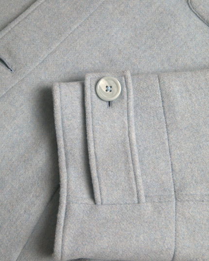 Dolce & Gabbana Light Blue Wool Button Trench Coat Jacket
