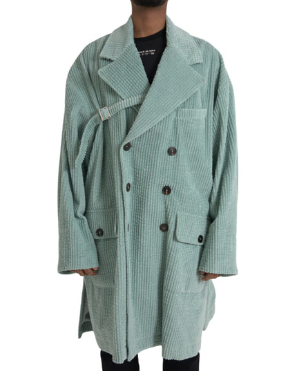 Dolce & Gabbana Blue Double Breasted Corduroy Cotton Jacket