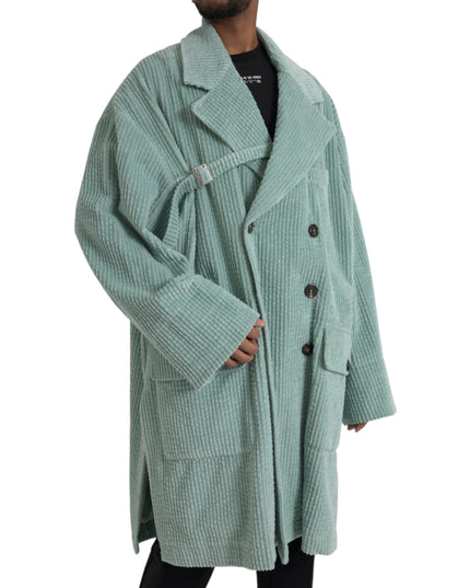 Dolce & Gabbana Blue Double Breasted Corduroy Cotton Jacket