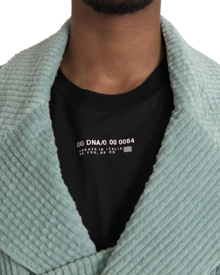 Dolce & Gabbana Blue Double Breasted Corduroy Cotton Jacket