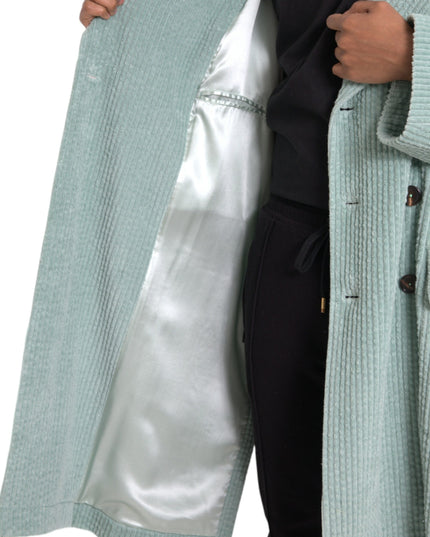 Dolce & Gabbana Blue Double Breasted Corduroy Cotton Jacket