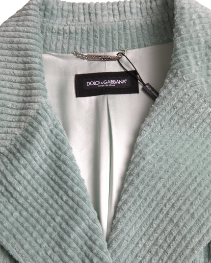 Dolce & Gabbana Blue Double Breasted Corduroy Cotton Jacket