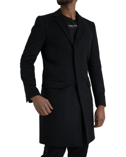 Dolce & Gabbana Black Single Breasted Trench Coat Jacket