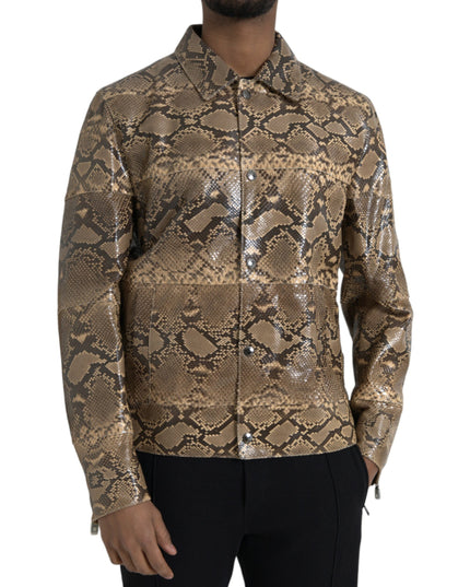Dolce & Gabbana Beige Exotic Leather Biker Blouson Jacket