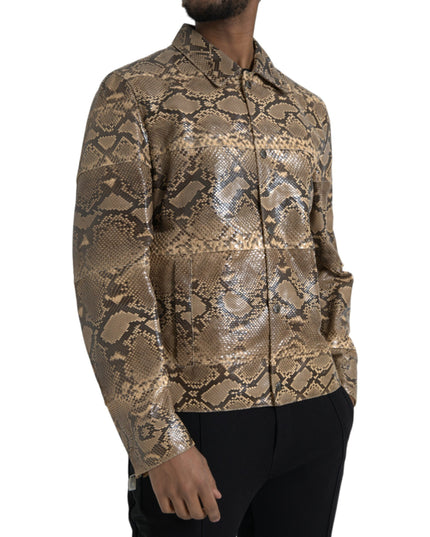 Dolce & Gabbana Beige Exotic Leather Biker Blouson Jacket