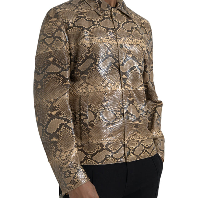 Dolce & Gabbana Beige Exotic Leather Biker Blouson Jacket