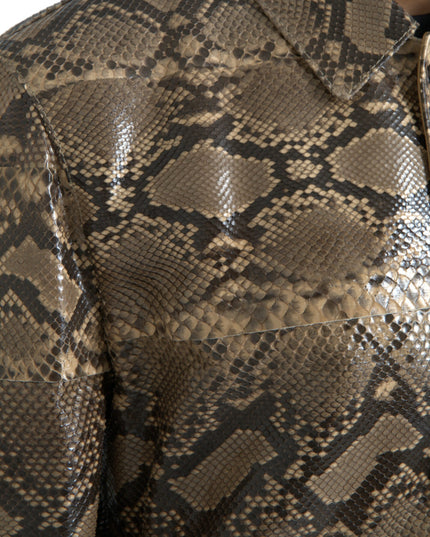 Dolce & Gabbana Beige Exotic Leather Biker Blouson Jacket