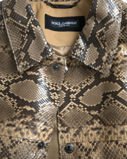 Dolce & Gabbana Beige Exotic Leather Biker Blouson Jacket