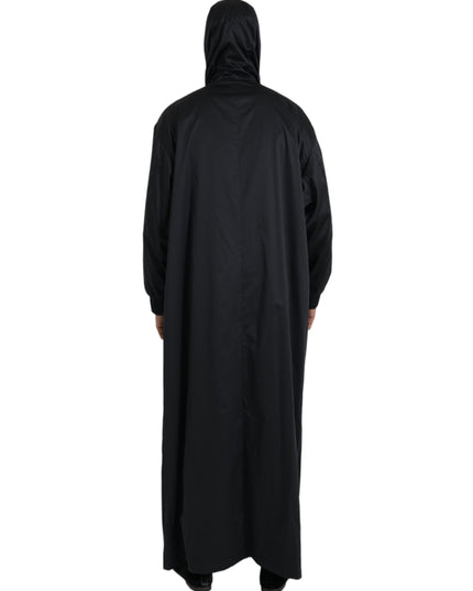 Dolce & Gabbana Black Polyester Hooded Long Windbreaker Jacket