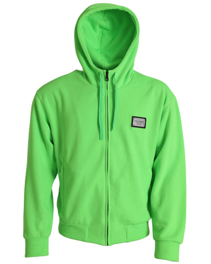 Dolce & Gabbana Neon Green Hooded Full Zip Top Sweater