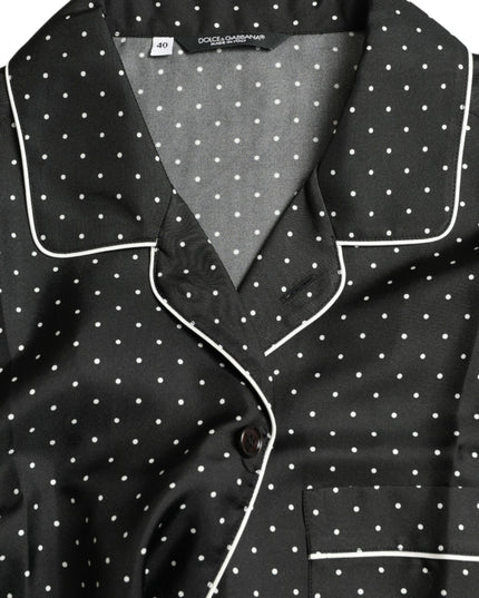 Dolce & Gabbana Black Polka Dot Silk Long Sleeve Shirt