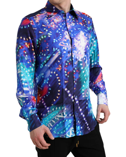 Dolce & Gabbana Purple Luminarie Silk Slim MARTINI Shirt