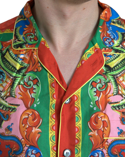 Dolce & Gabbana Multicolor Patterned Button Down Casual Shirt