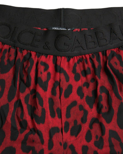 Dolce & Gabbana Red Leopard Print Viscose Bermuda Shorts