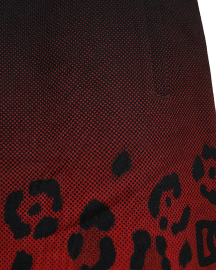 Dolce & Gabbana Red Leopard Print Cotton Bermuda Shorts