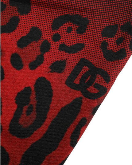 Dolce & Gabbana Red Leopard Print Cotton Bermuda Shorts