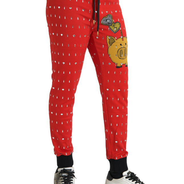 Dolce & Gabbana Red Year Of The Pig Jogger Sweatpants Pants