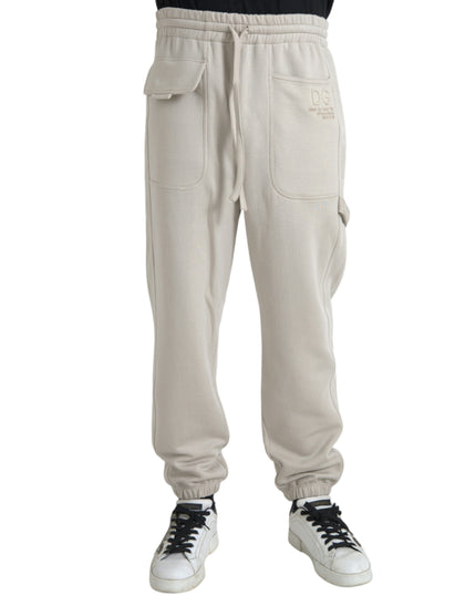 Dolce & Gabbana Off White Viscose Cargo Jogger Sweatpants Pants