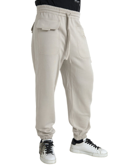 Dolce & Gabbana Off White Viscose Cargo Jogger Sweatpants Pants
